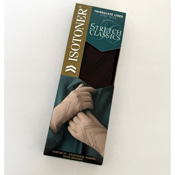 New Isotoner Stretch Classics Fleece Lined Brown Ladies Gloves Thinsulate - Picture 1 of 3
